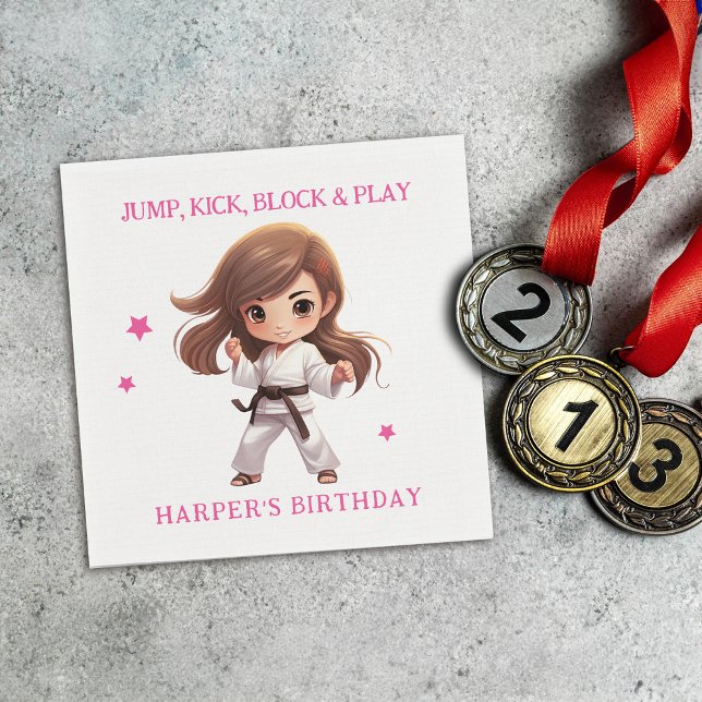 Servilleta De Papel Partido de Cumpleaños de las Artes Marciales del c (Sensei-approved Tableware!  Power-packed punch of fun with our martial arts paper napkins!)