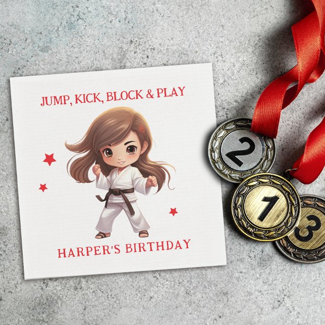 Servilleta De Papel Partido de Cumpleaños de las Artes Marciales del c (Sensei-approved Tableware!  Power-packed punch of fun with our martial arts paper napkins!)