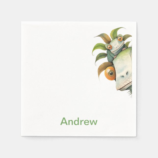 Servilleta De Papel Partido de cumpleaños de Lizard personalizado (Anverso)