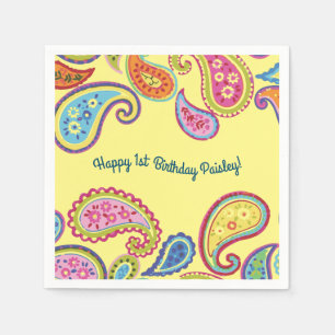 Servilleta De Papel Partido de Cumpleaños de Paisley Cute Boho, Marrue