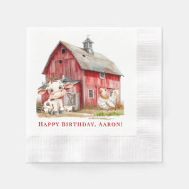 Servilleta De Papel Partido de cumpleaños de vaca y niño de pollo con 