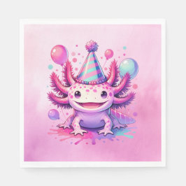 Servilleta De Papel Partido de Cumpleaños del Chica Axolotl Rosa y Mor