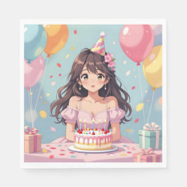 Servilleta De Papel Partido de Cumpleaños del Chica Cute Anime