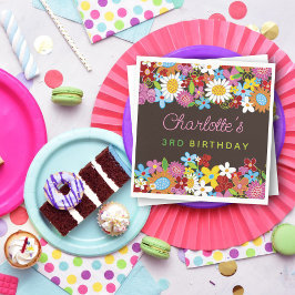 Servilleta De Papel Partido de cumpleaños del Jardín de las Flores de 