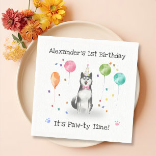 Servilleta De Papel Partido de cumpleaños del perro Husky Sibir