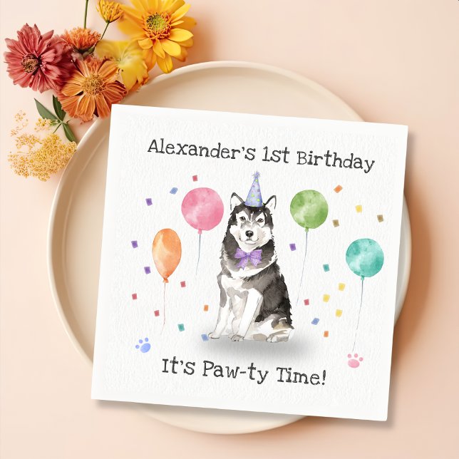 Servilleta De Papel Partido de cumpleaños del perro Husky Sibir (Subido por el creador)