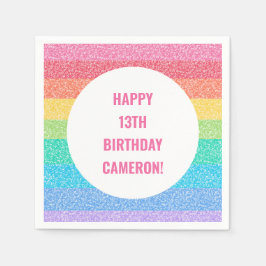 Servilleta De Papel Partido de cumpleaños del Purpurina Rainbow person