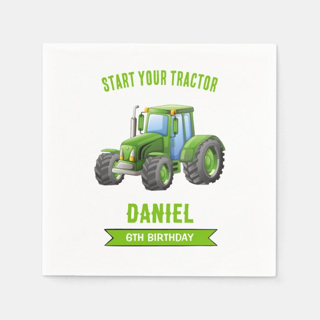 Servilleta De Papel Partido de Cumpleaños del Tractor (Anverso)