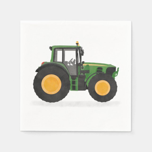 Servilleta De Papel Partido de Cumpleaños del Tractor Verde (Anverso)