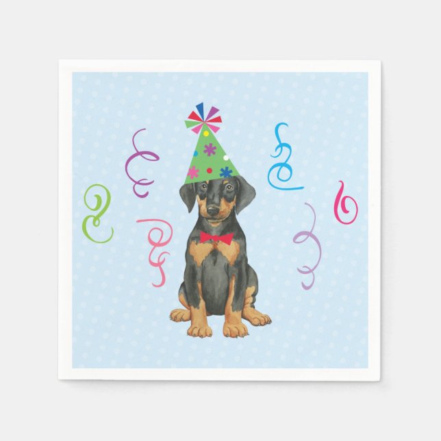 Servilleta De Papel Partido de Cumpleaños Doberman Napkins (Anverso)