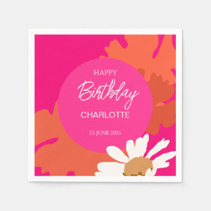 Servilleta De Papel Partido de cumpleaños floral de Daisy, de rosa cal