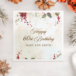 Servilleta De Papel Partido de cumpleaños floral de Poinsettia Roja na