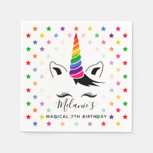 Servilleta De Papel Partido de Cumpleaños Glam Rainbow Unicorn