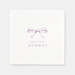 Servilleta De Papel Partido de Cumpleaños minimalista Vintage Bow Purp