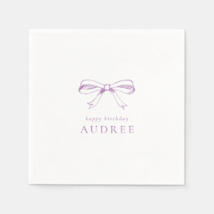 Servilleta De Papel Partido de Cumpleaños minimalista Vintage Bow Purp