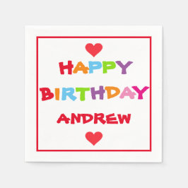 Servilleta De Papel Partido de Cumpleaños Personalizado y Colorido del