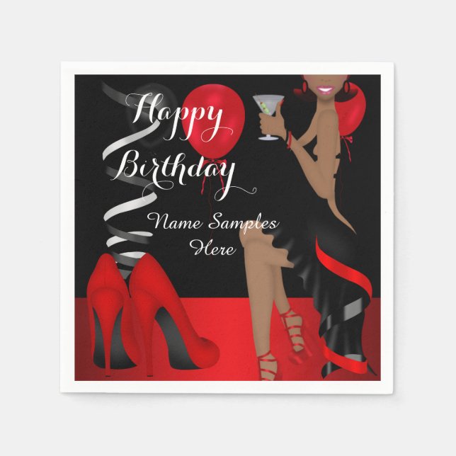 Servilleta De Papel Partido de Cumpleaños Rojo Zapato Negro Alta Talla (Anverso)