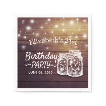 Partido de Cumpleaños Rustic Wood Mason Jar String