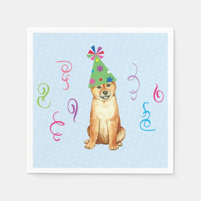 Servilleta De Papel Partido de Cumpleaños Shiba Inu (Anverso)