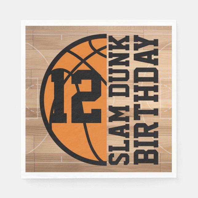 Servilleta De Papel Partido de cumpleaños Slam Dunk de Baloncesto (Anverso)