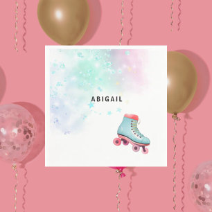 Servilleta De Papel Partido de cumpleaños turquesa de patinaje sobre p