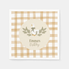 Servilleta De Papel Partido de Cumpleaños Yellow Gingham Silly Goose