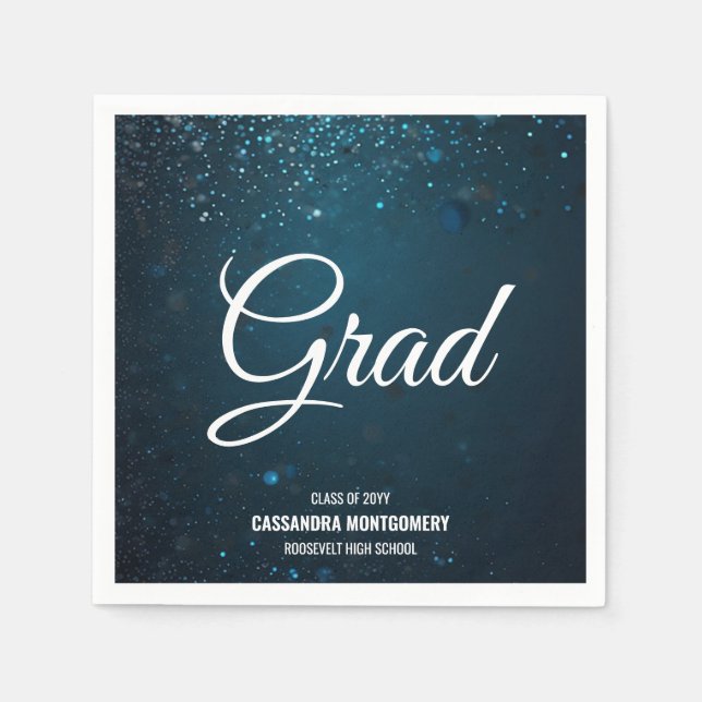 Servilleta De Papel Partido de Graduación Azul de Stardust (Anverso)