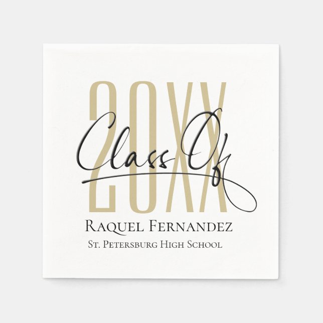 Servilleta De Papel Partido de Graduación de Collage de Guión Moderno (Anverso)