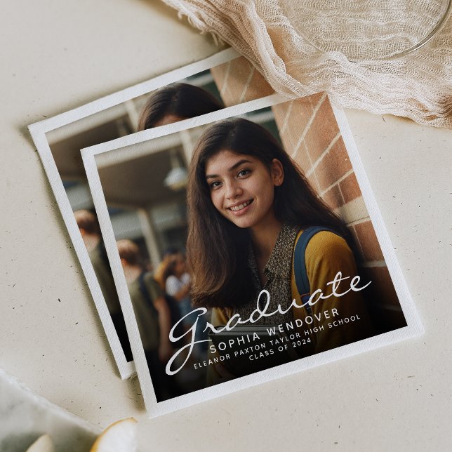 Servilleta De Papel Partido de Graduación de Foto con Guión Blanco 202 (Subido por el creador)