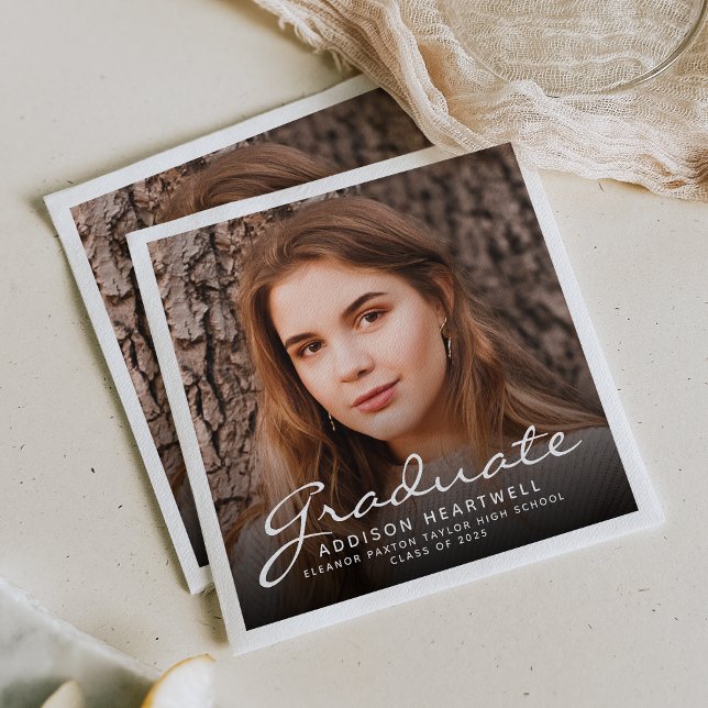 Servilleta De Papel Partido de Graduación de Foto con Guión Blanco 202 (Subido por el creador)