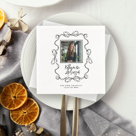 Servilleta De Papel Partido de Graduación de Foto de Wavy Border Black