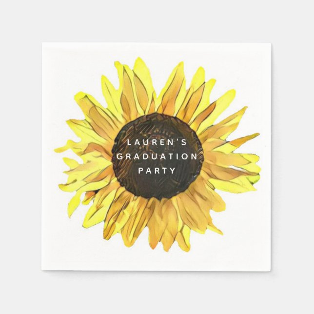 Servilleta De Papel Partido de Graduación de Girasol Pintado Personali (Anverso)