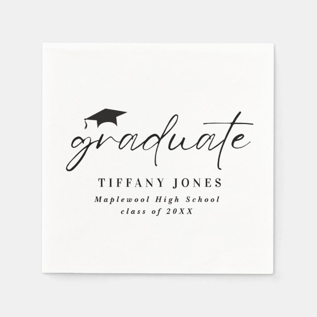 Servilleta De Papel Partido de Graduación de Guión Blanco de Graduado  (Anverso)