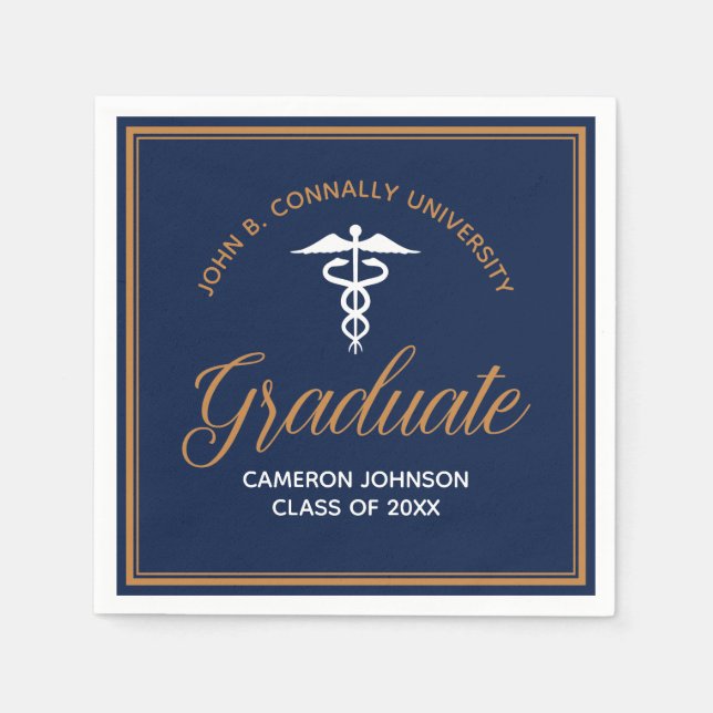 Servilleta De Papel Partido de graduación de la Escuela Médica Navy Bl (Anverso)