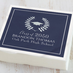 Servilleta De Papel Partido de Graduación de Personalizado Azul de la 
