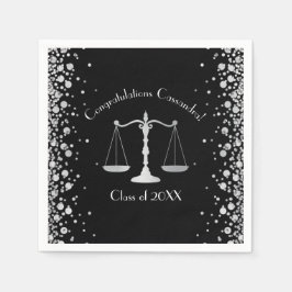 Servilleta De Papel Partido de Graduación del Abogado Black Silver