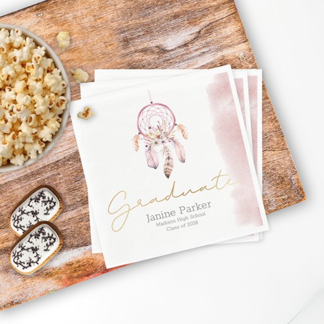 Servilleta De Papel Partido de Graduación del Año de Clase Rosa Boho (Subido por el creador)