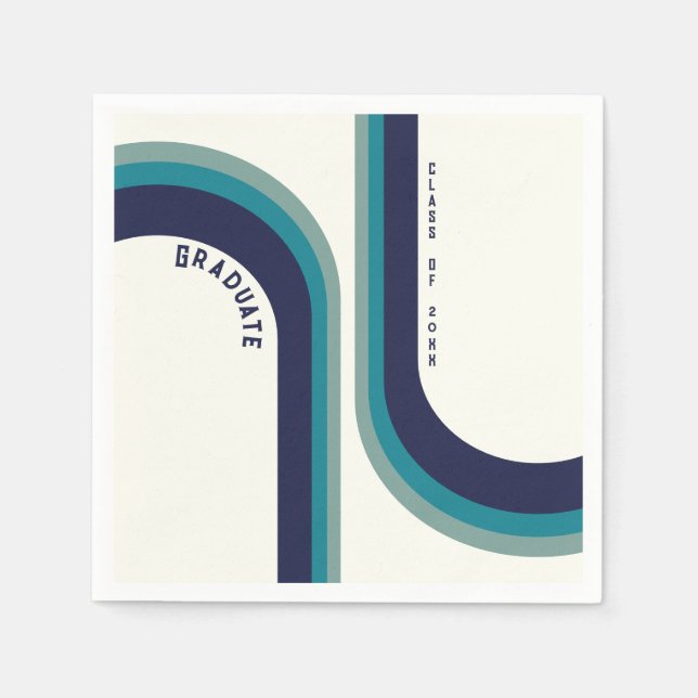 Servilleta De Papel Partido de Graduación del Arco Iris Retro (Anverso)