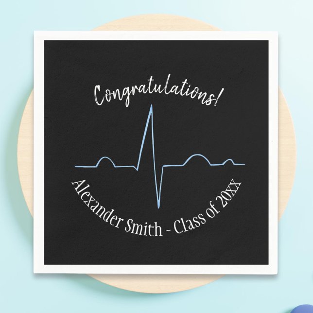 Servilleta De Papel Partido de Graduación del Cardiólogo Negro y Azul (Subido por el creador)