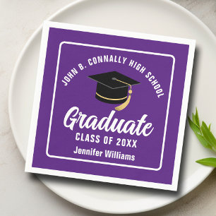Servilleta De Papel Partido de Graduación del Personalizado Morado de 
