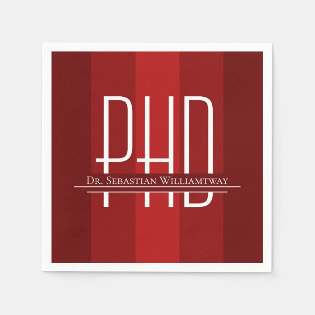 Servilleta De Papel Partido de Graduación del PhD Rojo (Anverso)