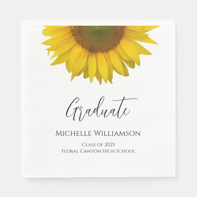 Servilleta De Papel Partido de Graduación Elegante Girasol (Anverso)