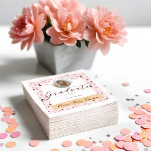 Servilleta De Papel Partido de Graduación Fotográfica Girly Pink & Blu