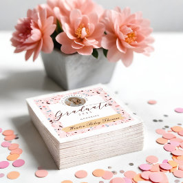 Servilleta De Papel Partido de Graduación Fotográfica Girly Pink & Blu