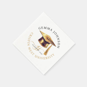 Servilleta De Papel Partido de Graduación Minimalista de Guión Dorado