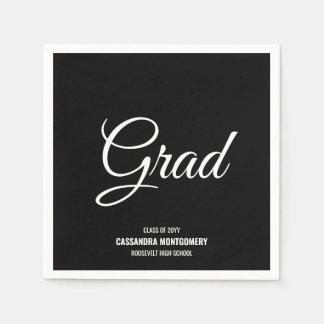 Servilleta De Papel Partido de Graduación Moderna Minimalista Negra