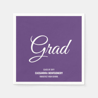 Servilleta De Papel Partido de Graduación Moderna Minimalista Púrpura