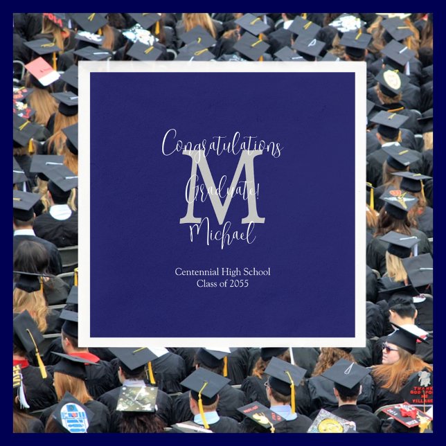 Servilleta De Papel Partido de Graduación Monogramado Azul y Blanco de (Subido por el creador)