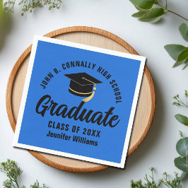 Servilleta De Papel Partido de Graduación Personalizada Blue Black Gra