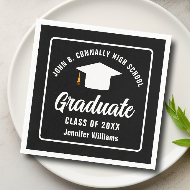 Servilleta De Papel Partido de Graduación Personalizada de Blanco Negr (Subido por el creador)